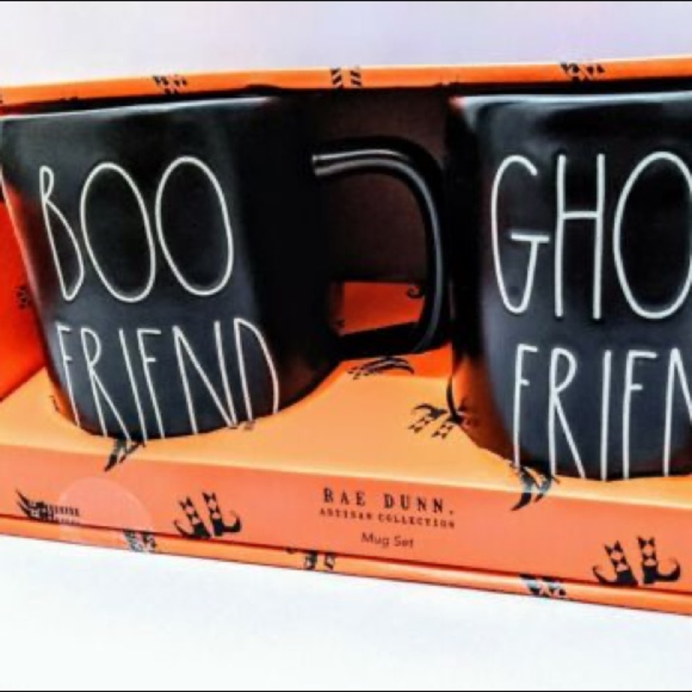 RAE DUNN HALLOWEEN SET OF MUGS BOO FRIEND and GOUL FRIEND